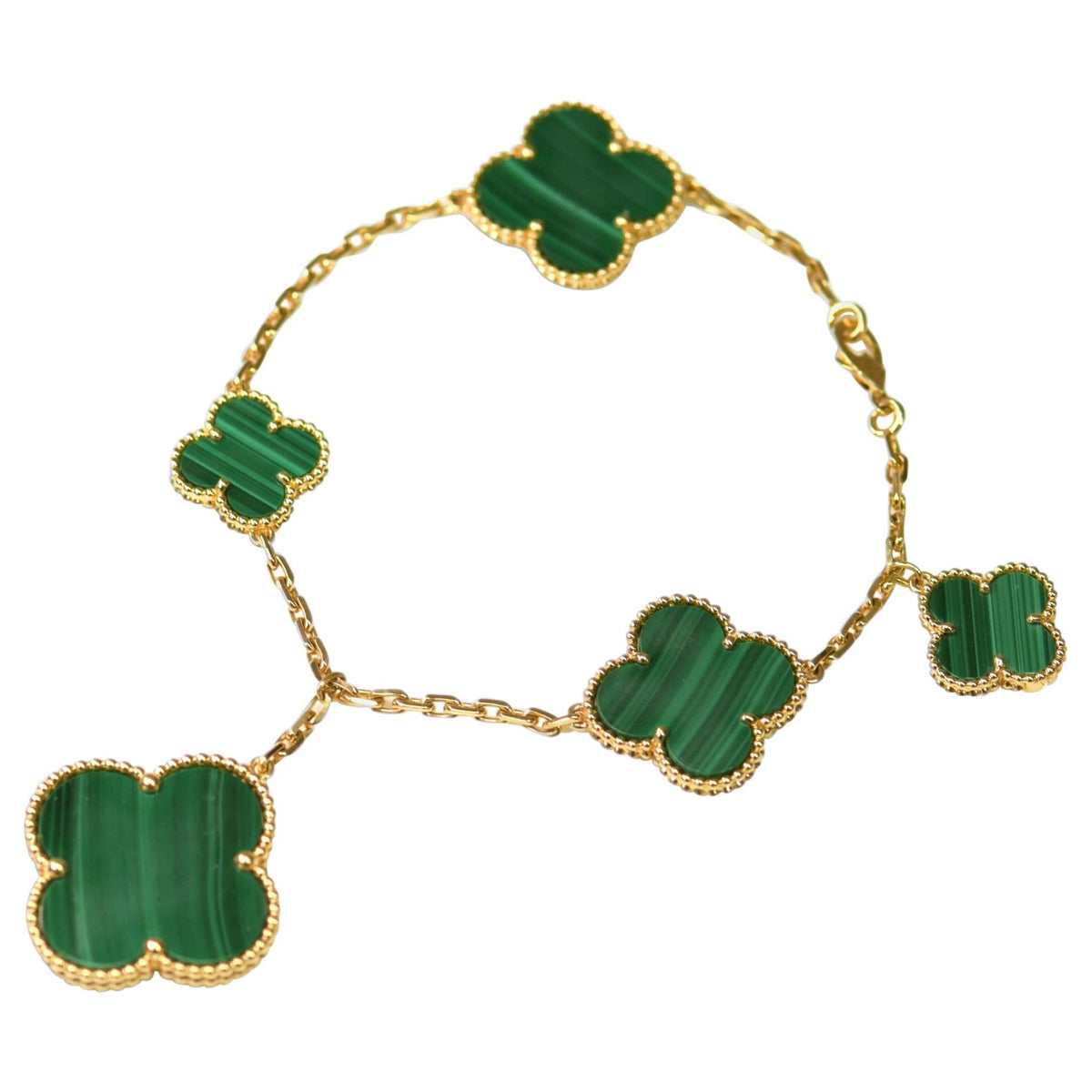 ¡®Twinkle jewelry¡¯MAGIC CLOVER MALACHITE GOLD BRACELET 5 MOTIFS
