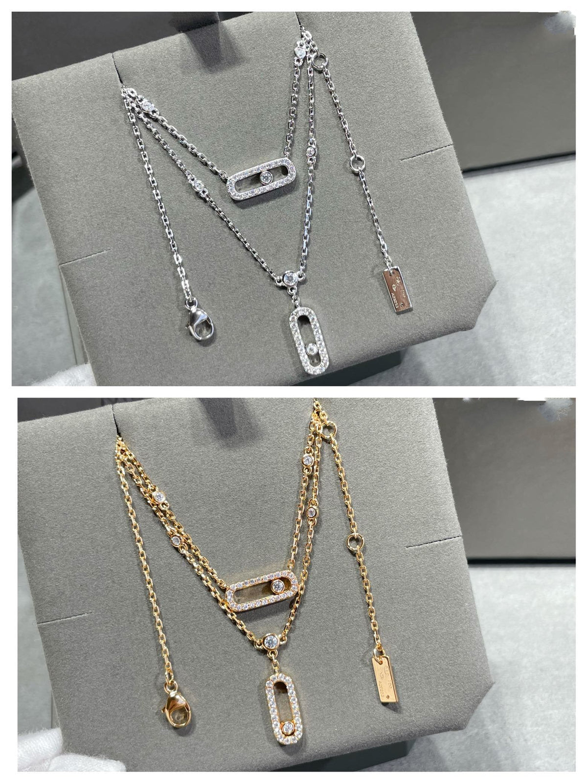 [Twinkle jewelrys]MOVE 2 ROW DIAMOND NECKLACE
