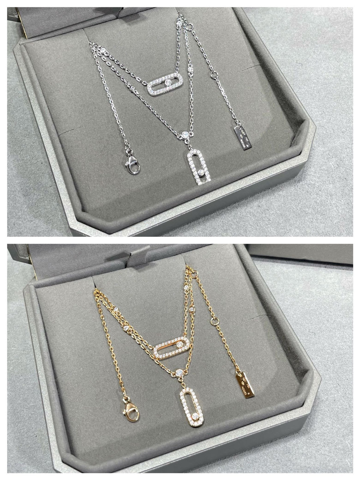 [Twinkle jewelrys]MOVE 2 ROW DIAMOND NECKLACE