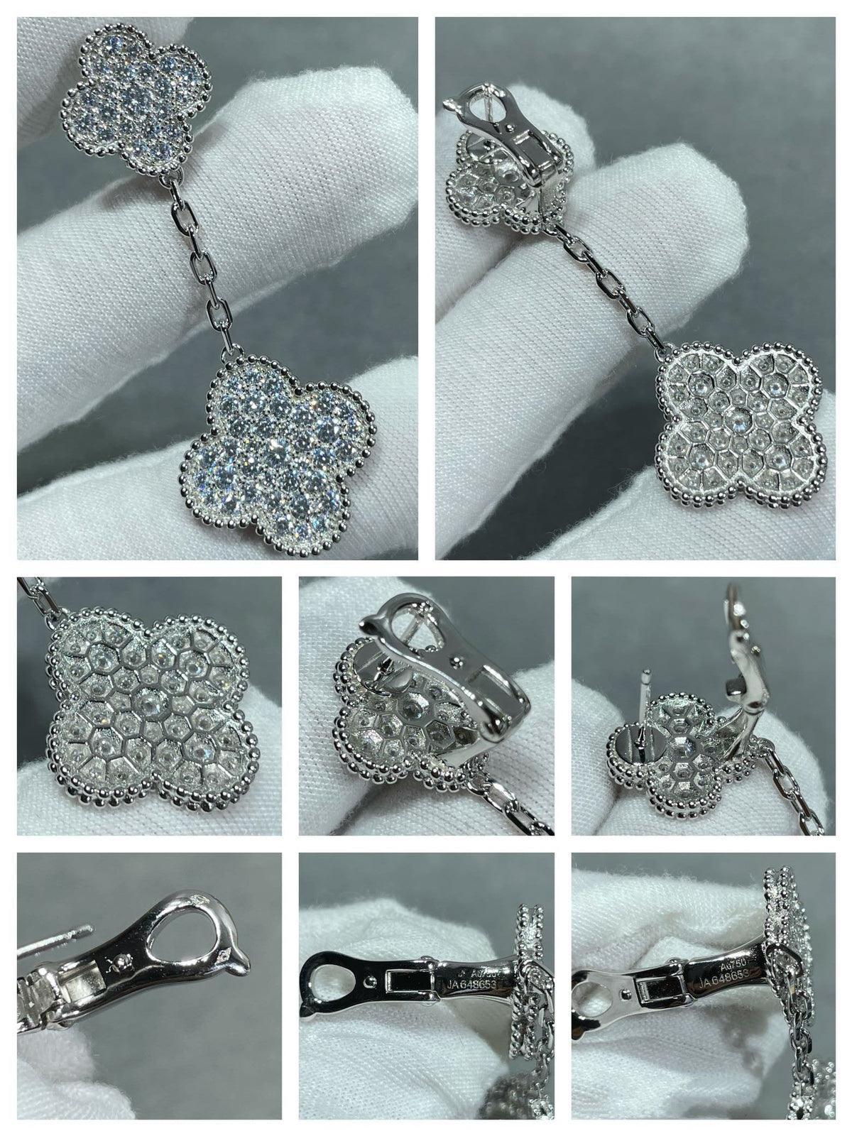 ¡®Twinkle jewelry¡¯CLOVER 2 MOTIFS DIAMOND PAVED SILVER EARRINGS
