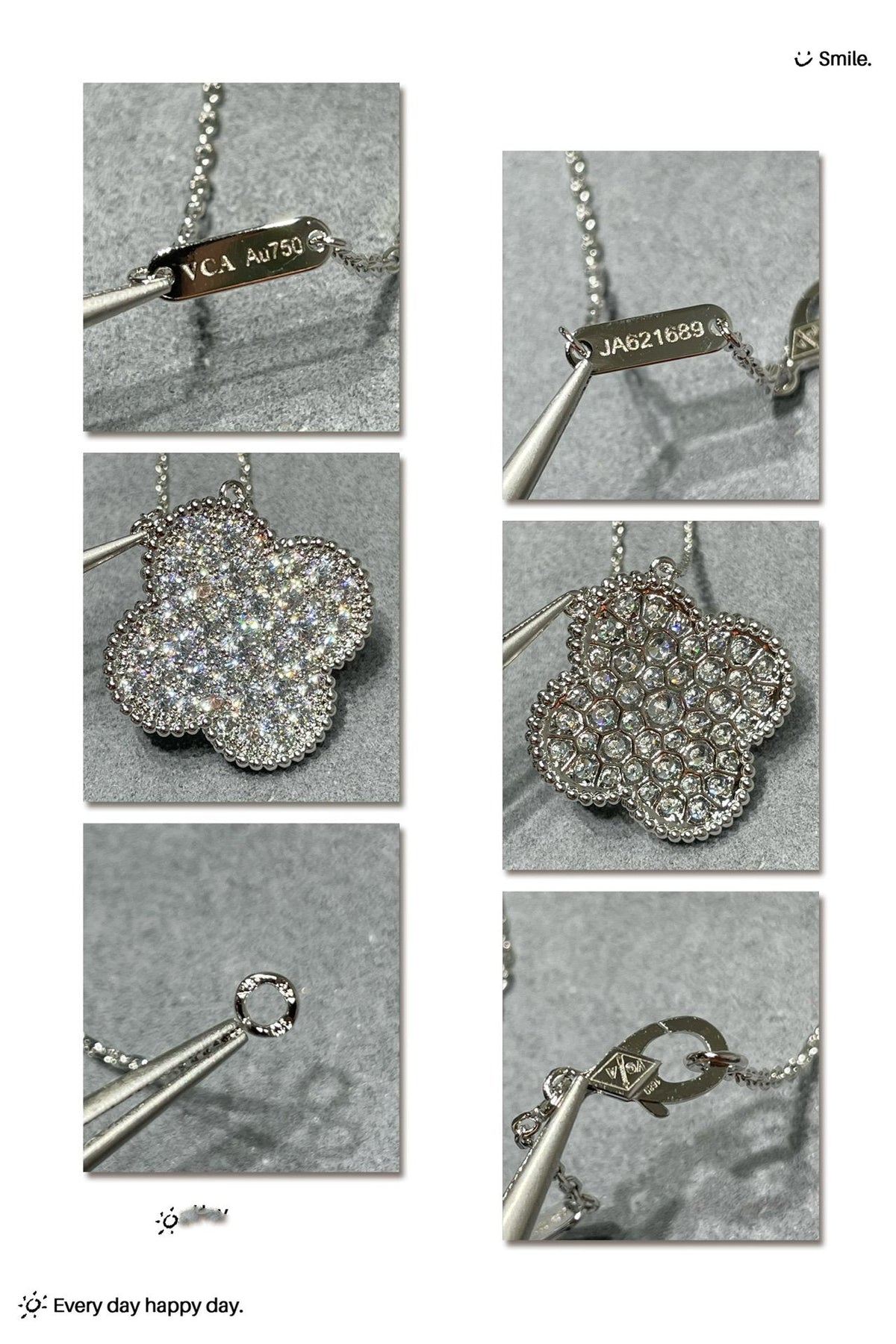 ¡®Twinkle jewelry¡¯CLOVER 25MM LARGE PENDANT DIAMOND PAVED SILVER NECKLACE