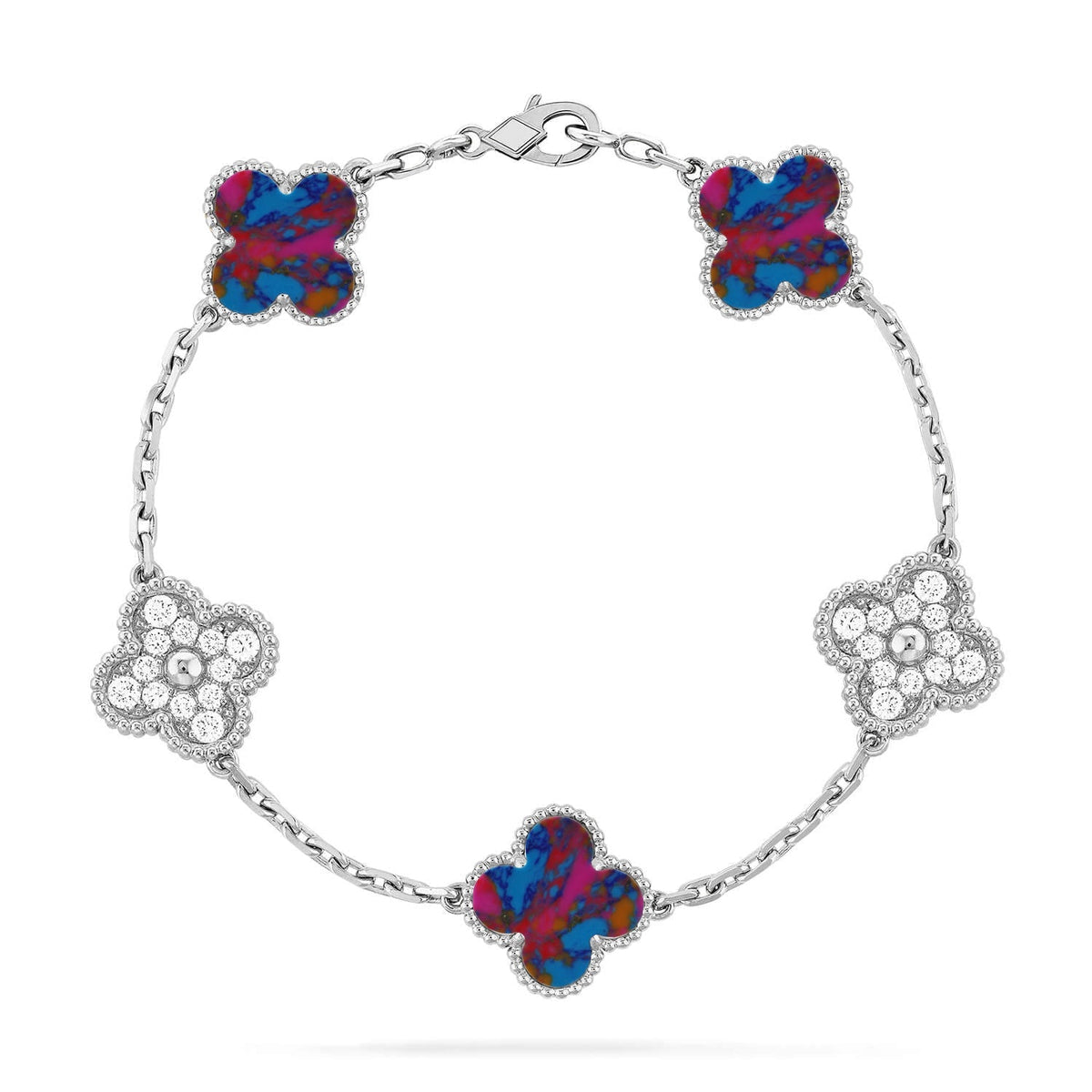 [Twinkle jewelry]New CLOVER 5 MOTIF COLOR GEMSTONES BRACELET COLLECTION