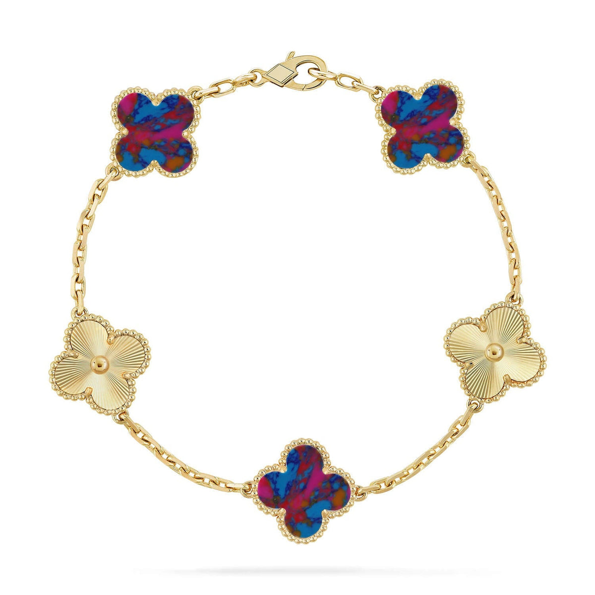 [Twinkle jewelry]New CLOVER 5 MOTIF COLOR GEMSTONES BRACELET COLLECTION