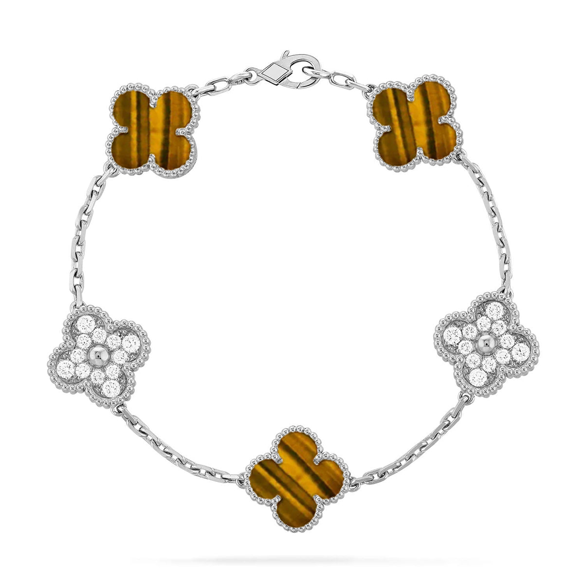 [Twinkle jewelry]New  CLOVER 5 MOTIFS TIGER EYE BRACELET COLLECTION