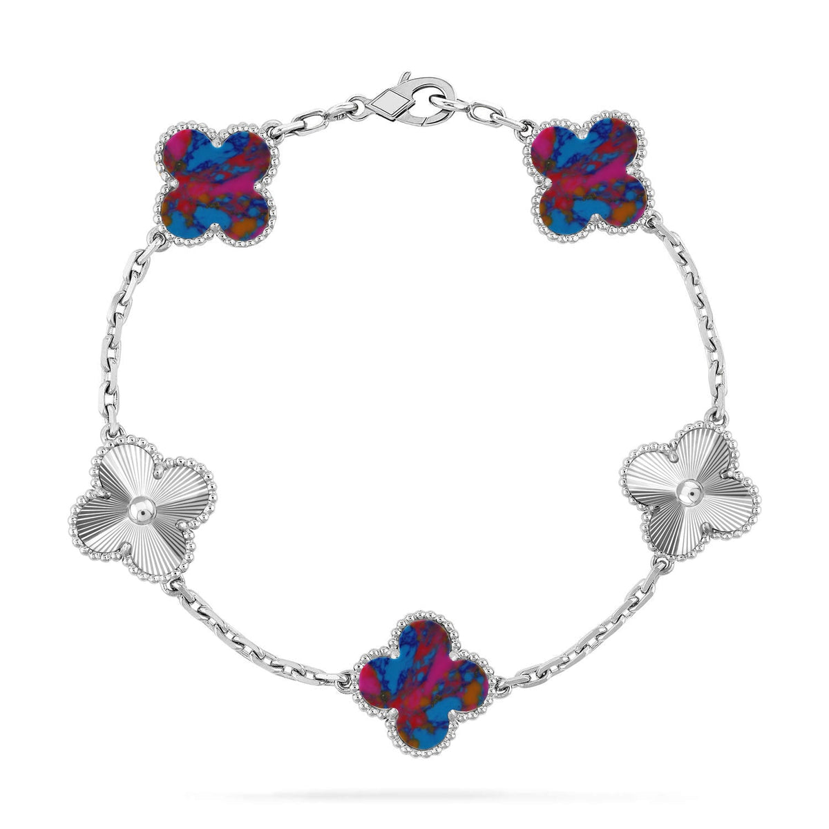 [Twinkle jewelry]New CLOVER 5 MOTIF COLOR GEMSTONES BRACELET COLLECTION