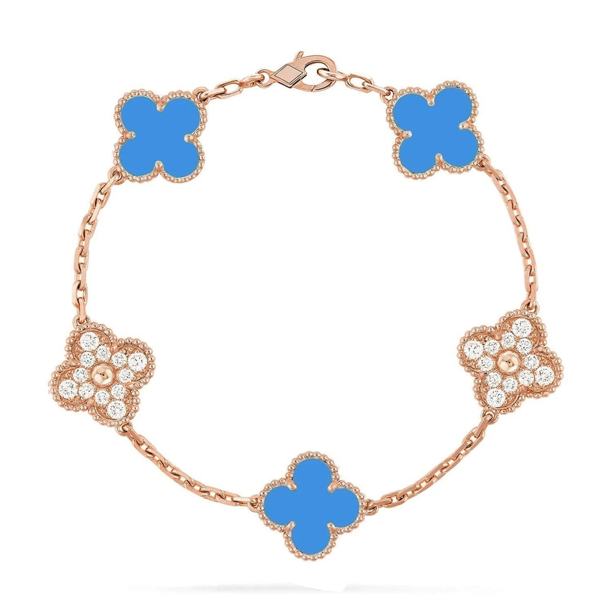 [Twinkle jewelry]New CLOVER 5 MOTIF BLUE AGATE BRACELET COLLECTION