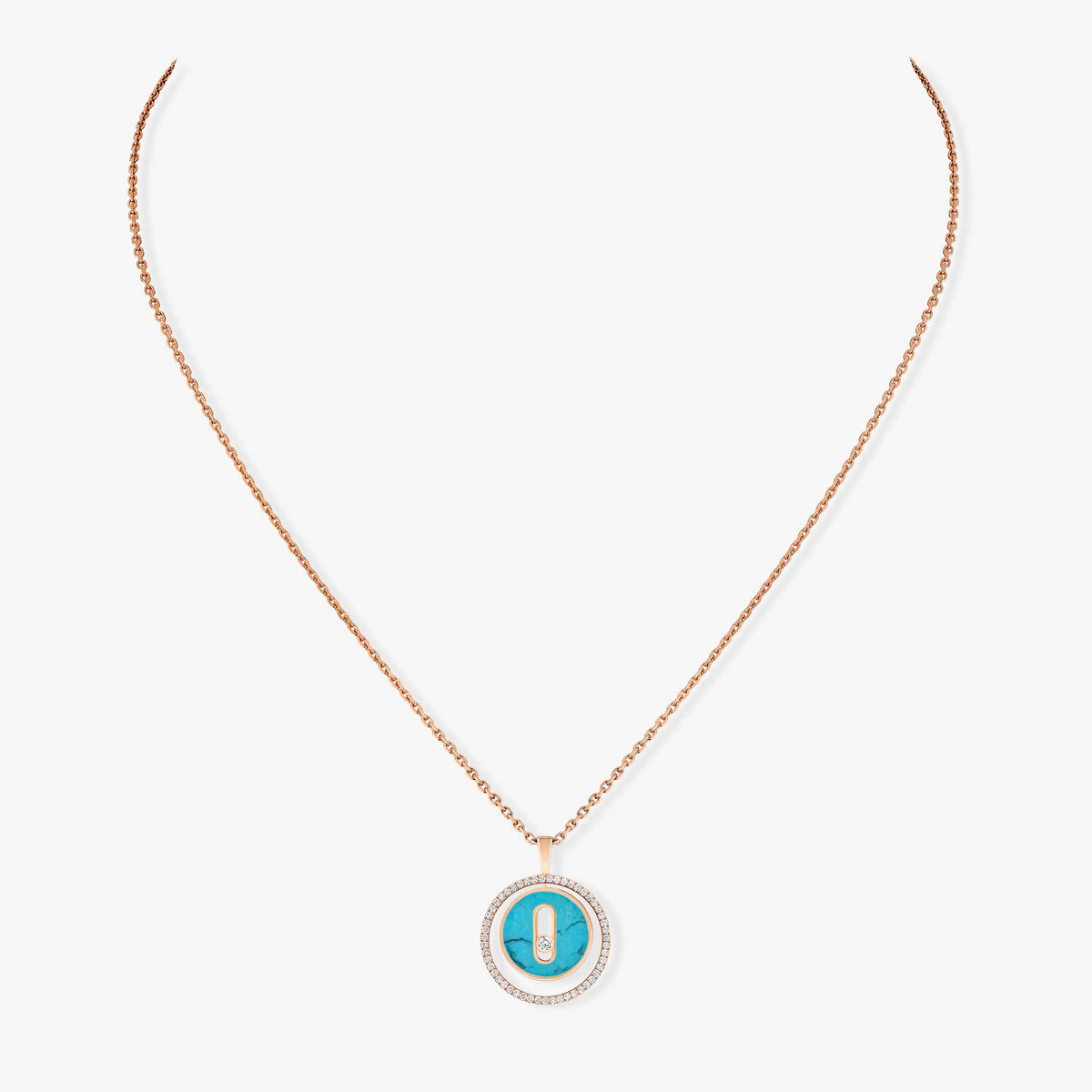 [Twinkle jewelrys]LUCKY MOVE 1 DIAMOND TURQUOISE PINK GOLD DIAMOND NECKLACE