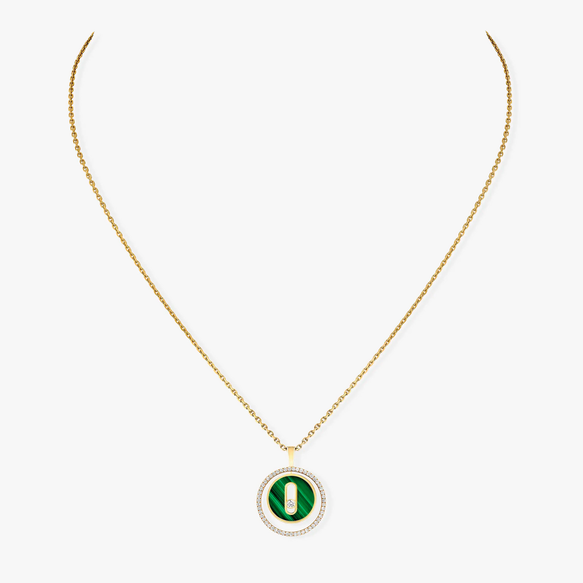[Twinkle jewelrys]LUCKY MOVE 1 DIAMOND MALACHITE GOLD DIAMOND NECKLACE