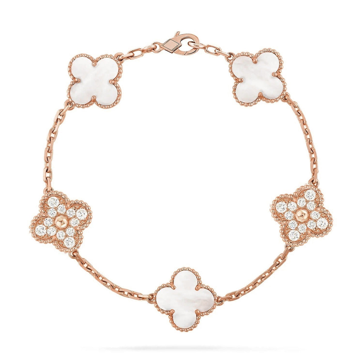 [Twinkle jewelry]New CLOVER WHITE PEARL MOP 5 MOTIF BRACELET COLLECTION