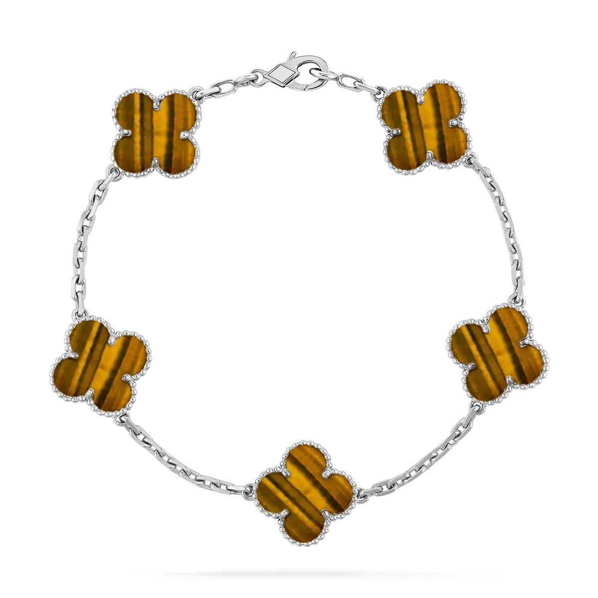 [Twinkle jewelry]New  CLOVER 5 MOTIFS TIGER EYE BRACELET COLLECTION