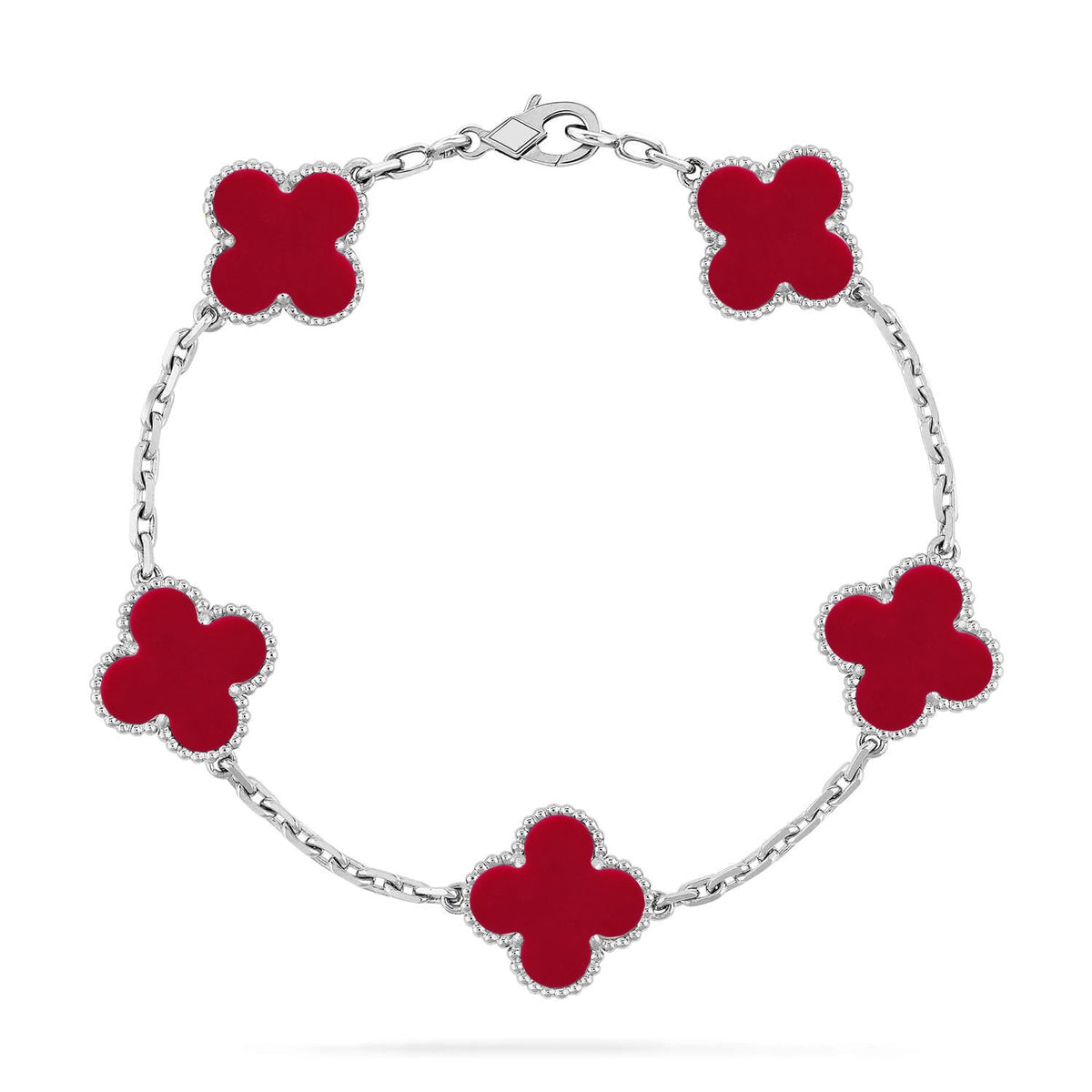[Twinkle jewelry]New  CLOVER 5 MOTIF RED CORNELIAN BRACELET COLLECTION