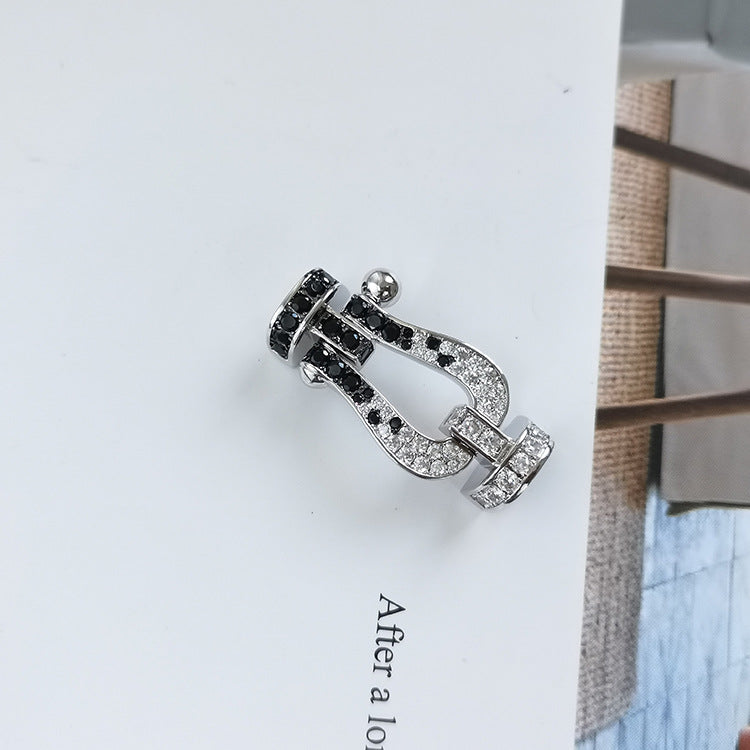 ¡®Twinkle jewelry¡¯FORCE LARGE HORSESHOE BLACK WHITE DIAMOND BRACELET SILVER