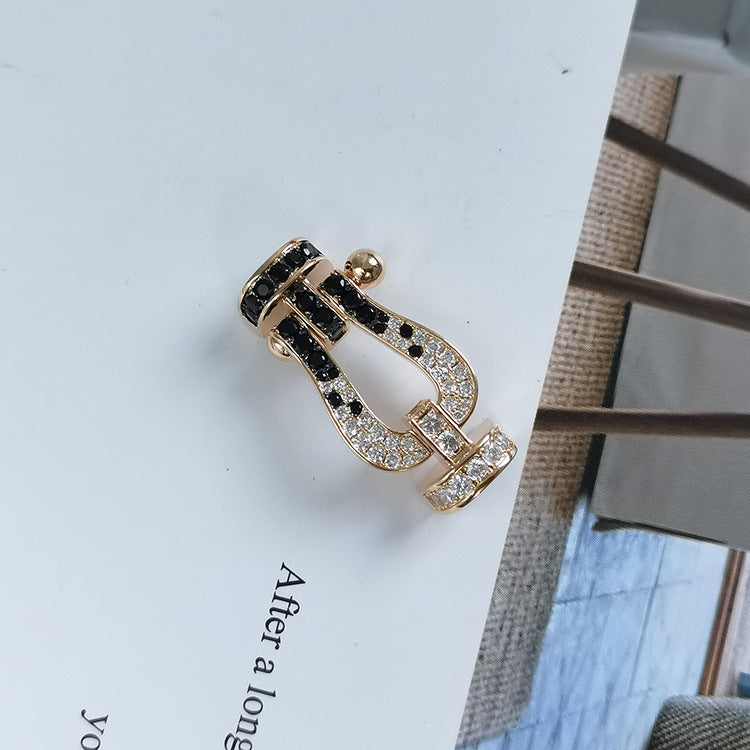 ¡®Twinkle jewelry¡¯FORCE LARGE HORSESHOE BLACK WHITE DIAMOND BRACELET SILVER