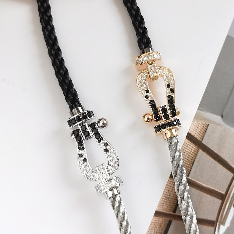 ¡®Twinkle jewelry¡¯FORCE LARGE HORSESHOE BLACK WHITE DIAMOND BRACELET SILVER