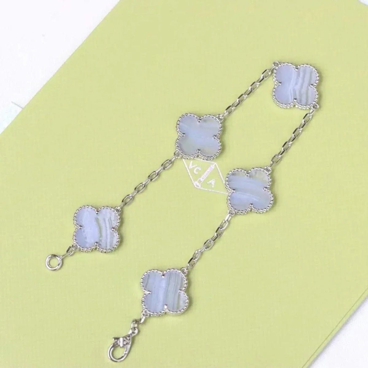 [Twinkle jewelry]New  CLOVER 5 MOTIF PURPLE CHALCEDONY BRACELET COLLECTION