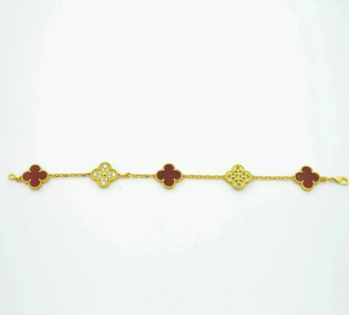 [Twinkle jewelry]New  CLOVER 5 MOTIF RED CORNELIAN BRACELET COLLECTION