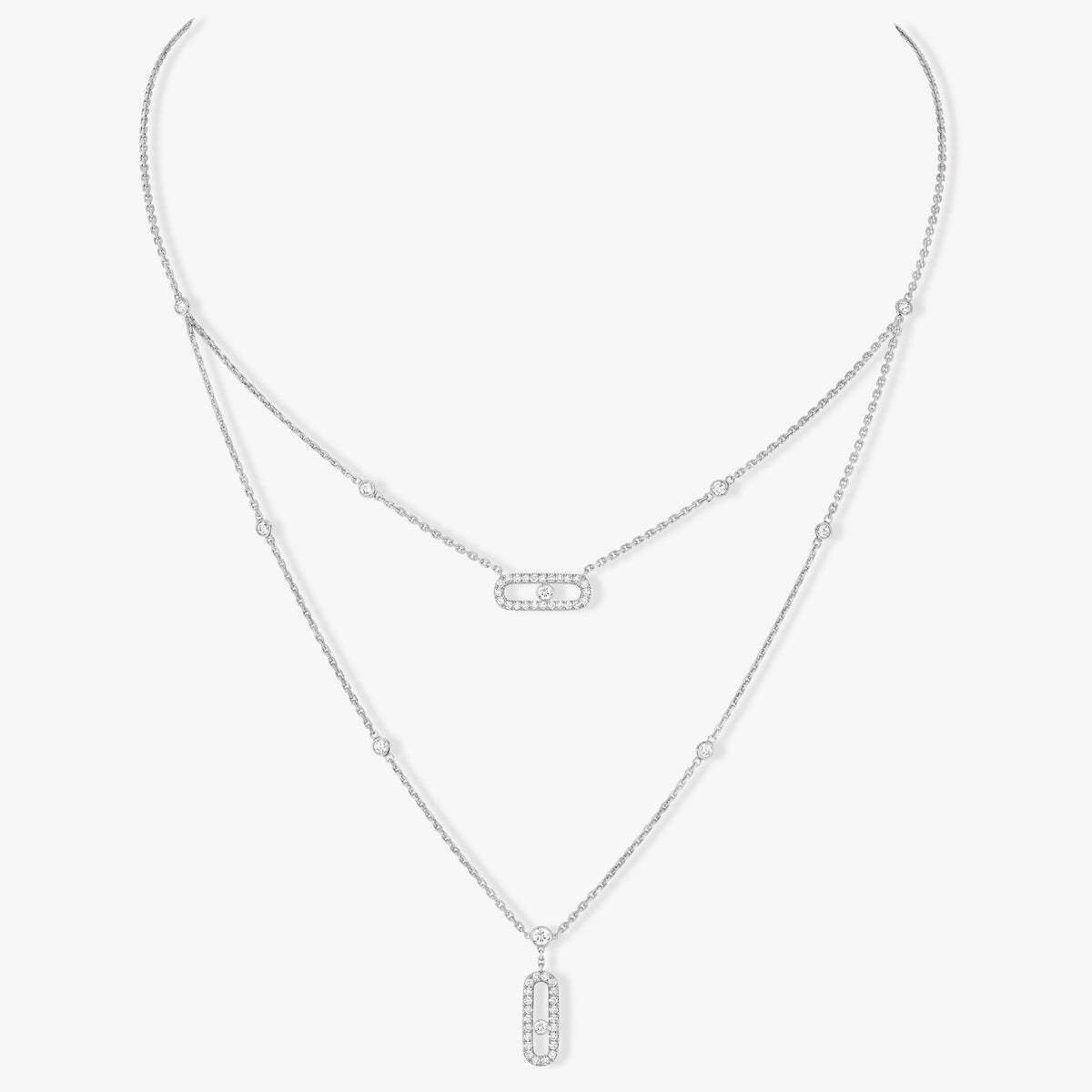 [Twinkle jewelrys]MOVE 2 ROW DIAMOND NECKLACE