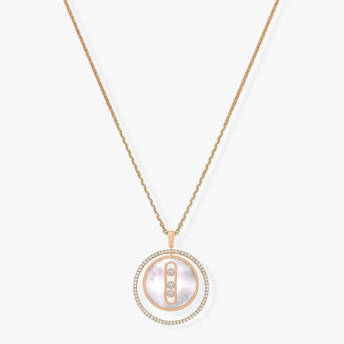 [Twinkle jewelrys]LUCKY MOVE MM NACRE BLANCHE DIAMOND NECKLACE