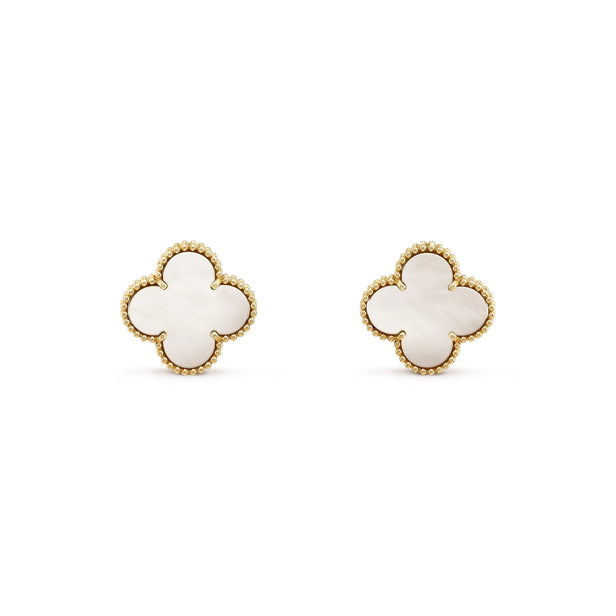 ¡®Twinkle jewelry¡¯CLOVER MEDIUM 1 MOTIFS  WHITE MOP STUD EARRINGS