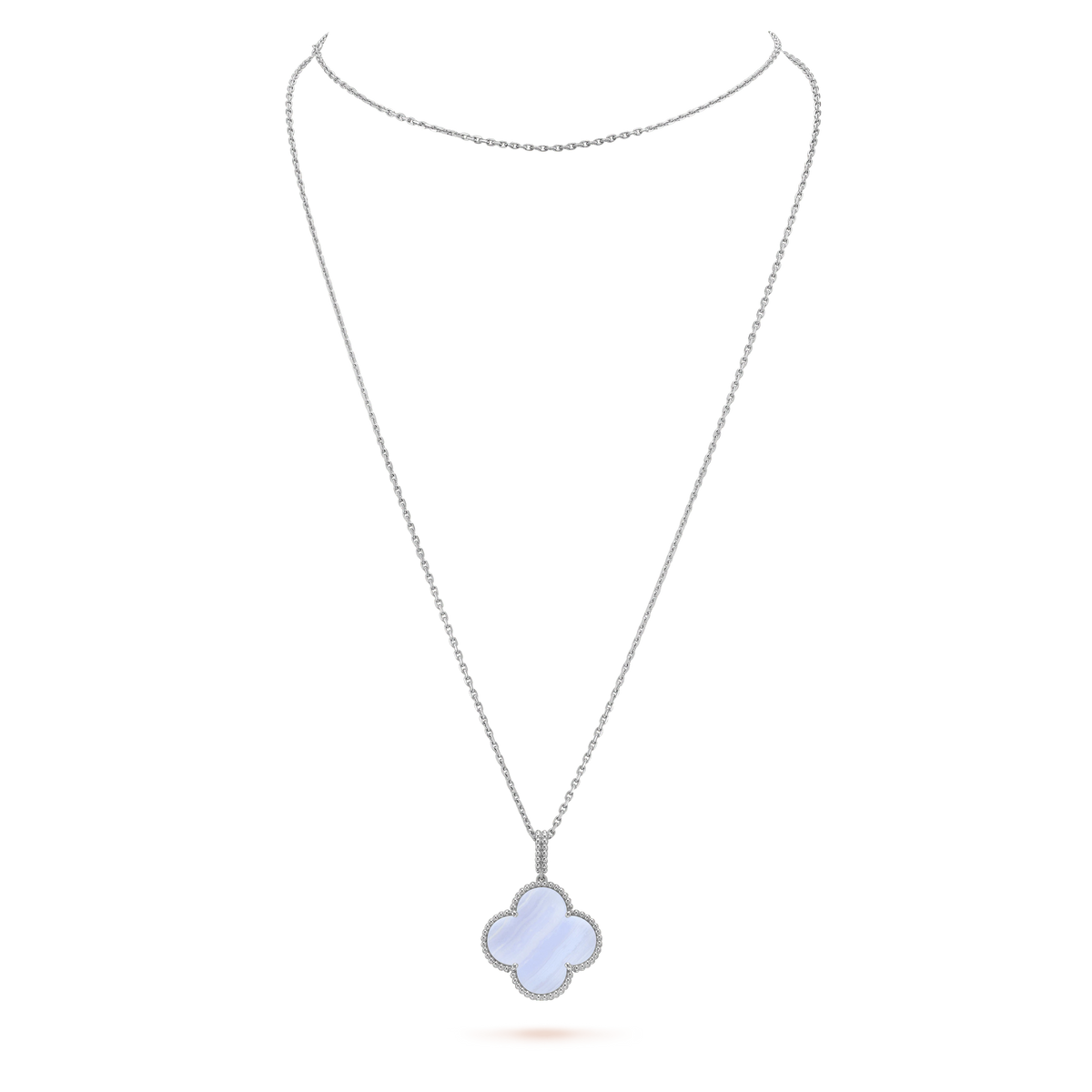 ¡®Twinkle jewelry¡¯CLOVER SILVER CHALCEDONY BIG CLOVER NECKLACE