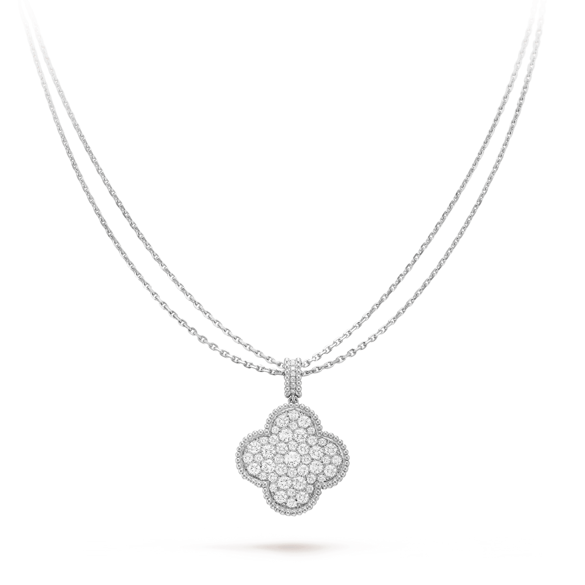 ¡®Twinkle jewelry¡¯CLOVER 25MM SILVER FULL DIAMOND BIG CLOVER NECKLACE