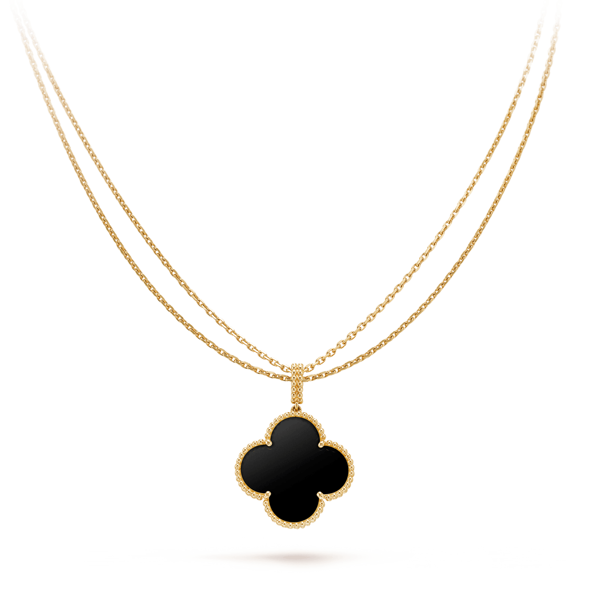 ¡®Twinkle jewelry¡¯CLOVER 25MM GOLD ONYX BIG CLOVER NECKLACE